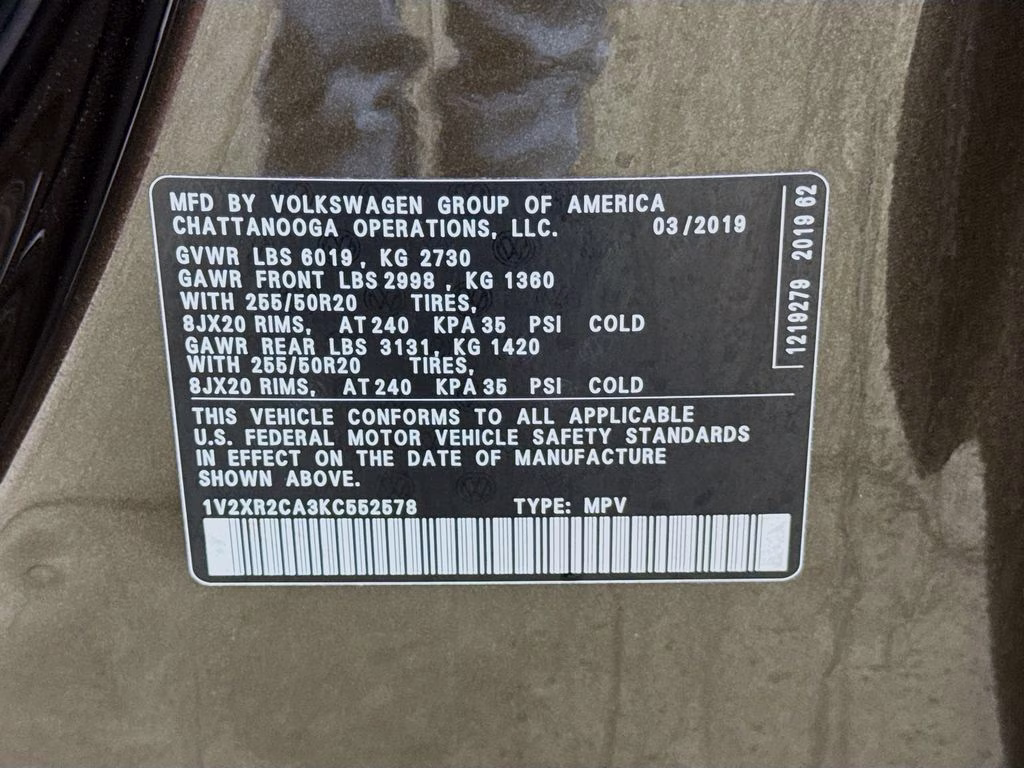 2019 Brown Metallic Volkswagen Atlas 3.6L V6 SE AWD SUV