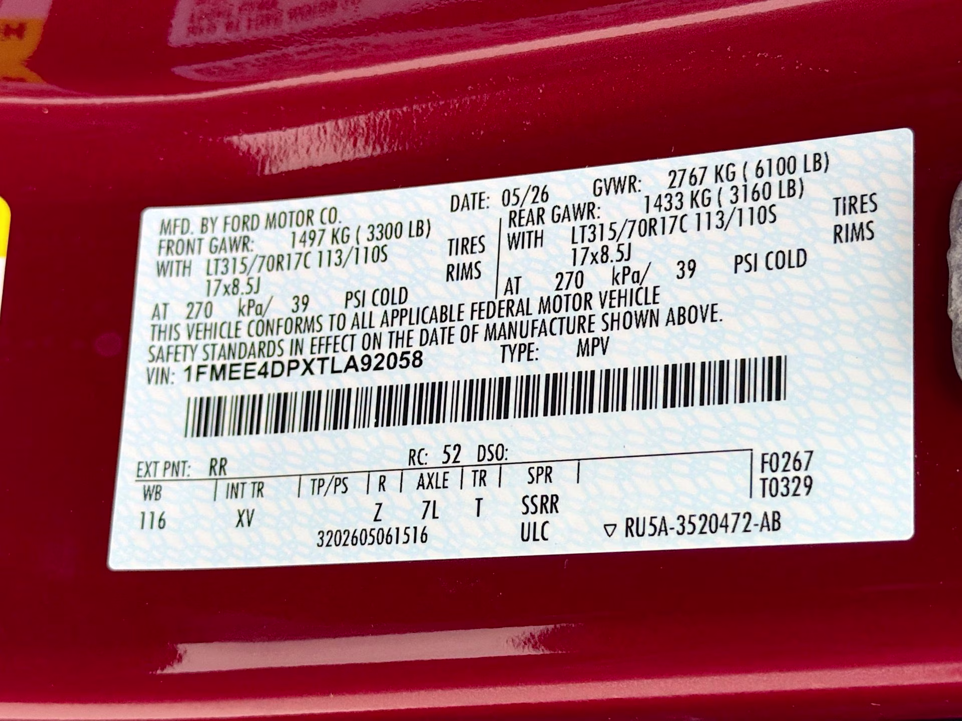 2026 Ruby Red Metallic Tinted Clearcoat Ford Bronco Heritage Edition 4X4 SUV
