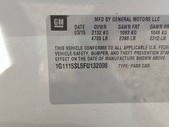 2015 Silver Chevrolet Impala LT FWD Sedan