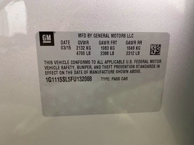 2015 Silver Ice Metallic Chevrolet Impala LT FWD Sedan