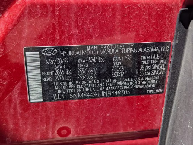 2022 Calypso Red Hyundai Santa Fe Limited FWD SUV