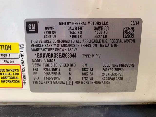 2014 White Diamond Tricoat Chevrolet Traverse LT AWD SUV
