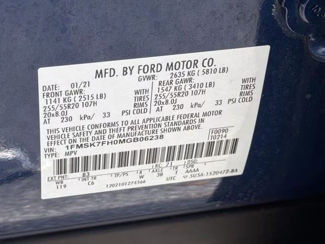 2021 Blue Metallic Ford Explorer Limited RWD SUV