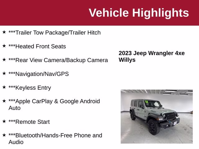 2023 Earl Clearcoat Jeep Wrangler Base 4xe 4X4 SUV