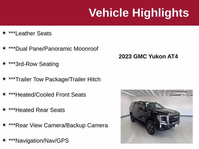 2023 Onyx Black GMC Yukon AT4 4X4 SUV