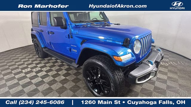 2023 Hydro Blue Pearl Coat Jeep Wrangler Sahara 4xe 4X4 SUV