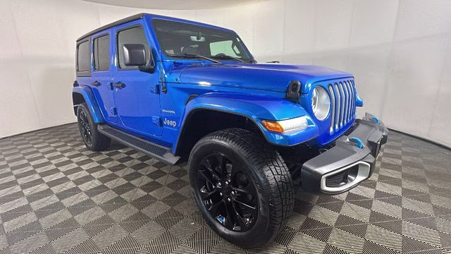 2023 Hydro Blue Pearl Coat Jeep Wrangler Sahara 4xe 4X4 SUV