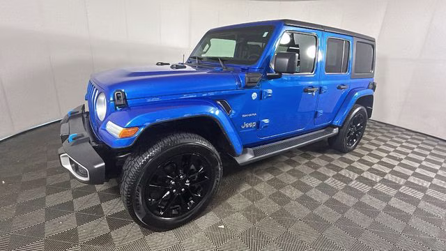 2023 Hydro Blue Pearl Coat Jeep Wrangler Sahara 4xe 4X4 SUV