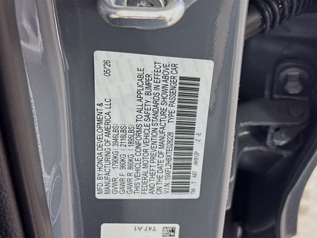 2026 Urban Gray Pearl Honda Civic Sport FWD Hatchback