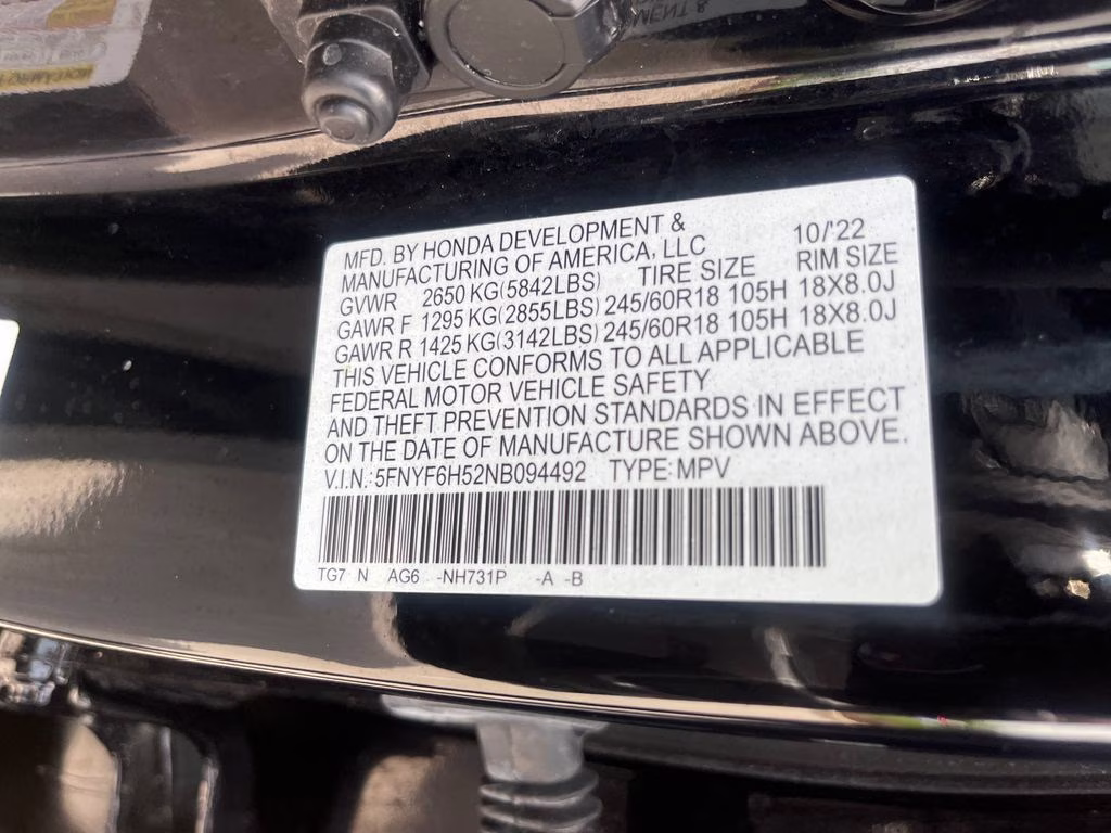 2022 Crystal Black Pearl Honda Pilot EX-L AWD SUV