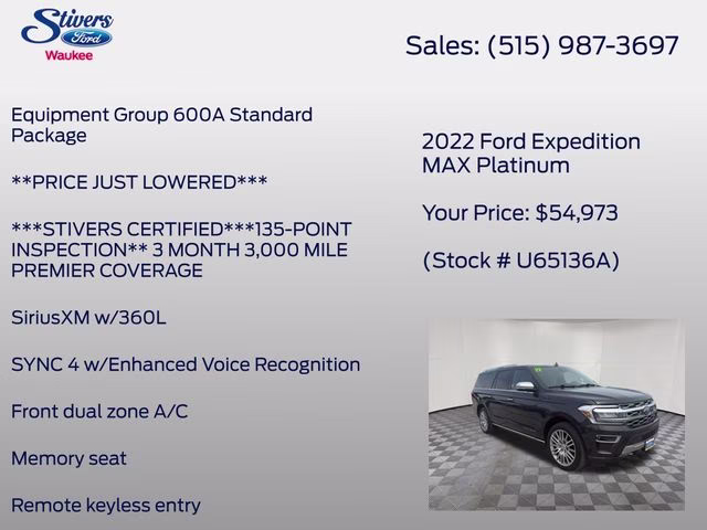 2022 Dark Matter Metallic Ford Expedition Max Platinum 4X4 SUV