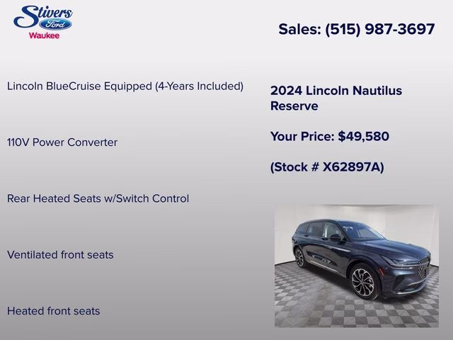 2024 Blue Panther Metallic Clearcoat Lincoln Nautilus Reserve AWD SUV