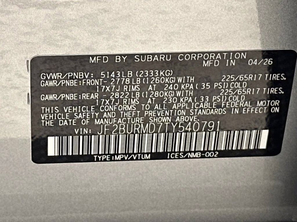 2026 Ice Silver Metallic Subaru Outback Wilderness AWD SUV