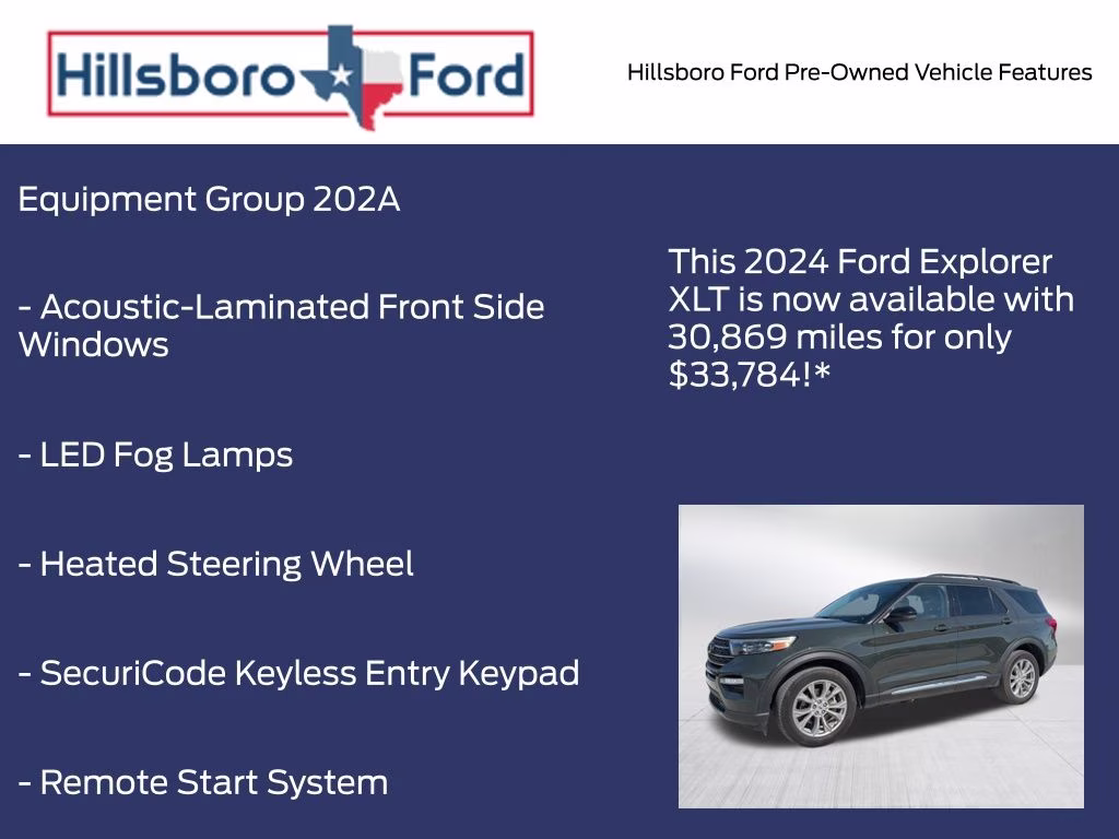 2024 Forged Green Metallic Ford Explorer XLT 4X4 SUV