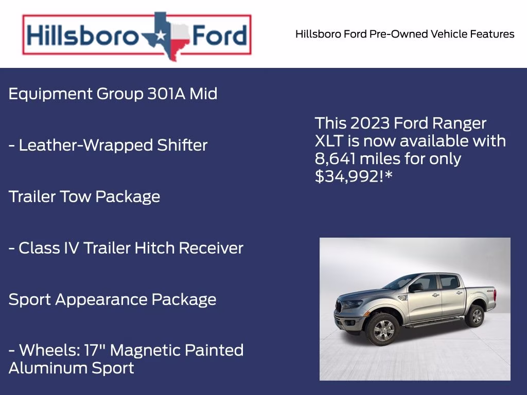 2023 Iconic Silver Metallic Ford Ranger XLT 4X4 Truck