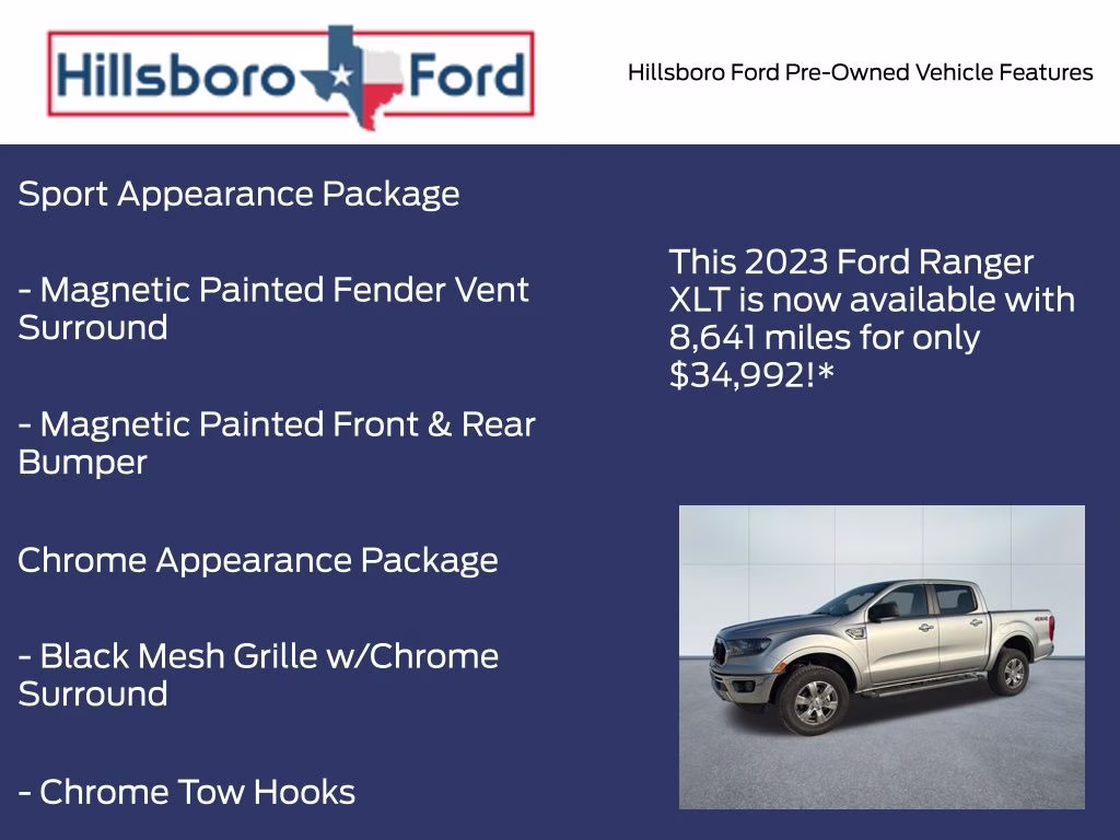 2023 Iconic Silver Metallic Ford Ranger XLT 4X4 Truck