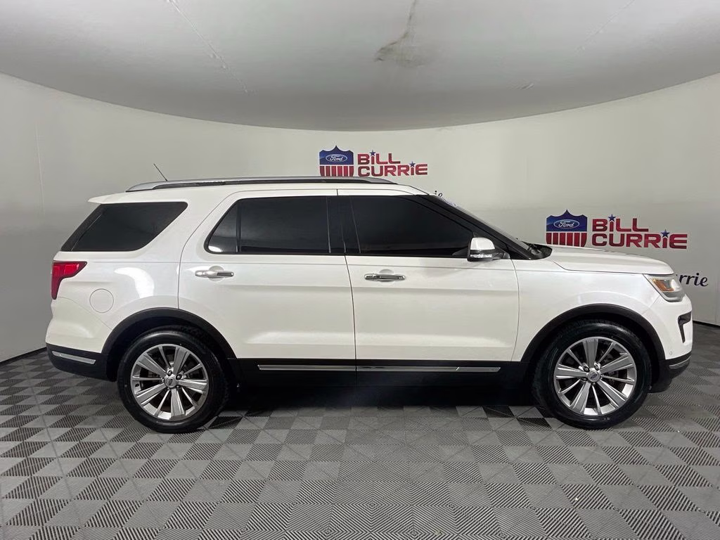 2018 White Platinum Clearcoat Metallic Ford Explorer Limited FWD SUV