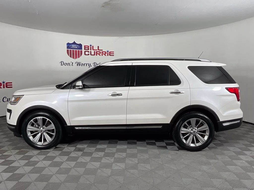 2018 White Platinum Clearcoat Metallic Ford Explorer Limited FWD SUV