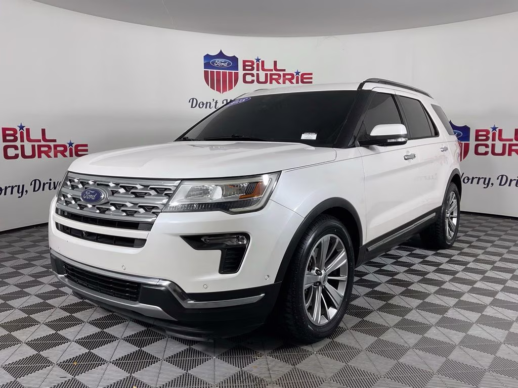 2018 White Platinum Clearcoat Metallic Ford Explorer Limited FWD SUV