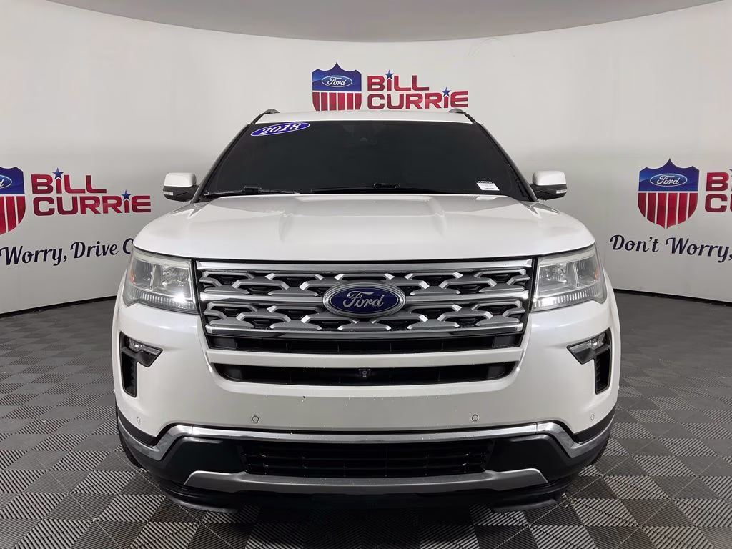 2018 White Platinum Clearcoat Metallic Ford Explorer Limited FWD SUV