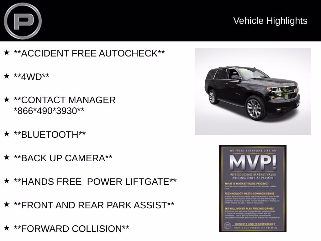 2017 Black Chevrolet Tahoe LT 4X4 SUV