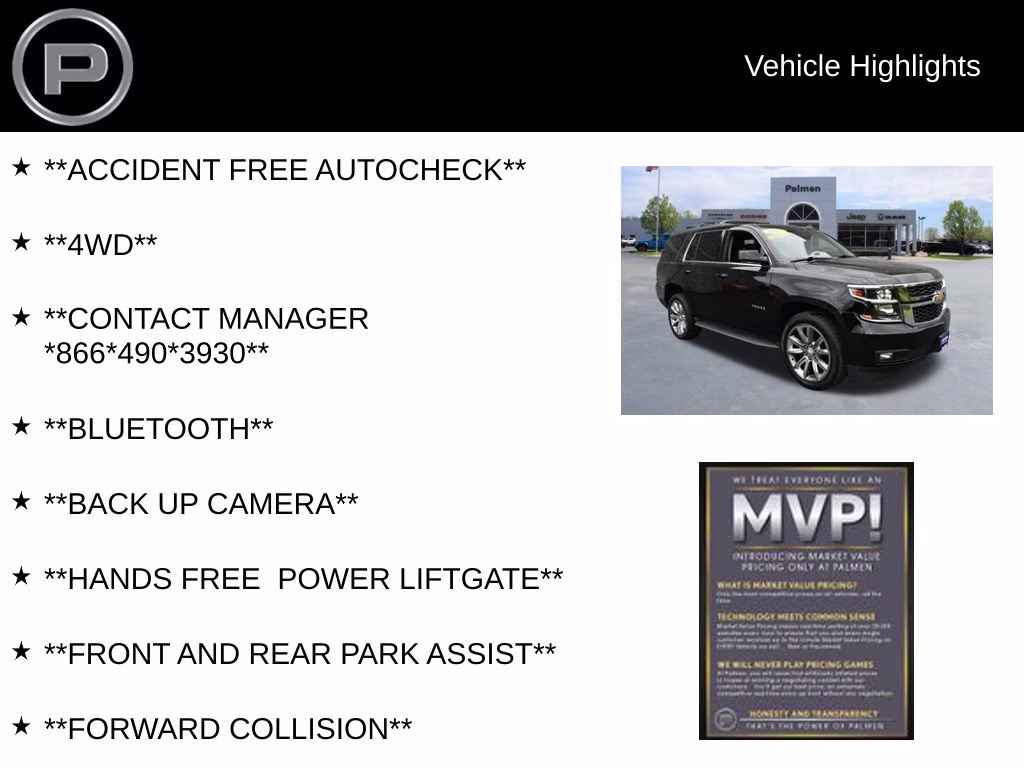 2017 Black Chevrolet Tahoe LT 4X4 SUV