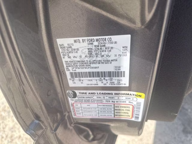 2012 Sterling Gray Metallic Ford F-150 XLT 4X4 Truck