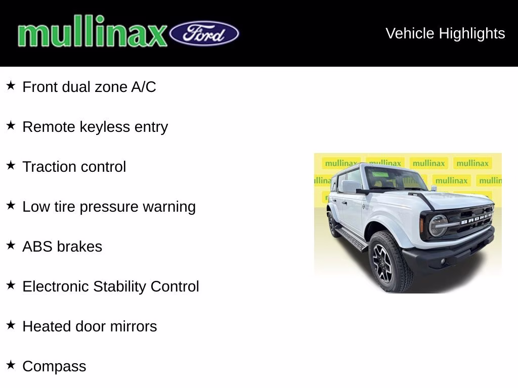 2026 Oxford White Ford Bronco Outer Banks 4X4 SUV