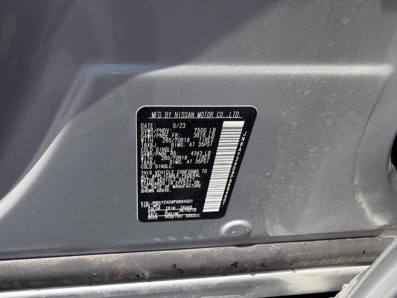 2023 Brilliant Silver Metallic Nissan Armada SV 4X4 SUV