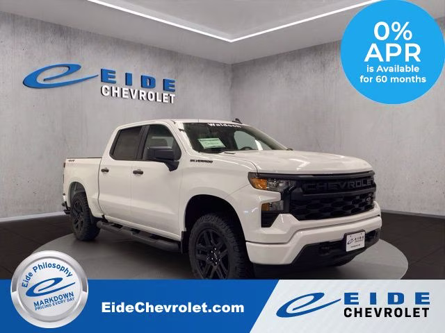 2026 Summit White Chevrolet Silverado 1500 Custom 4X4 Truck