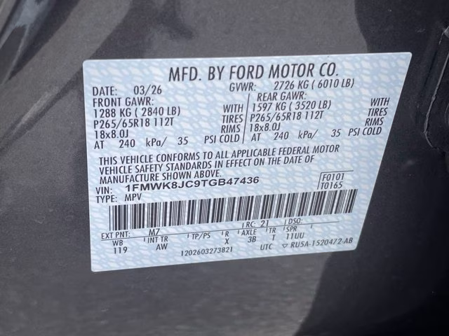 2026 Gray Metallic Ford Explorer Tremor 4X4 SUV