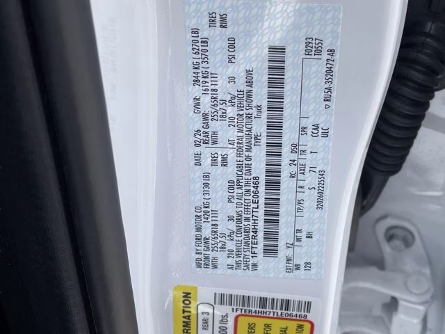 2026 Oxford White Ford Ranger XLT 4X4 Truck