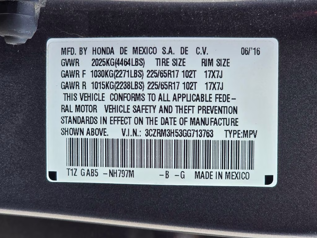 2016 Alabaster Silver Metallic Honda CR-V EX FWD SUV