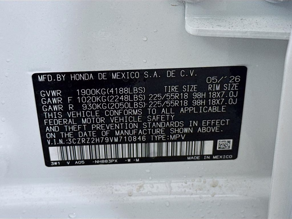 2027 Platinum White Pearl Honda HR-V EX-L AWD SUV