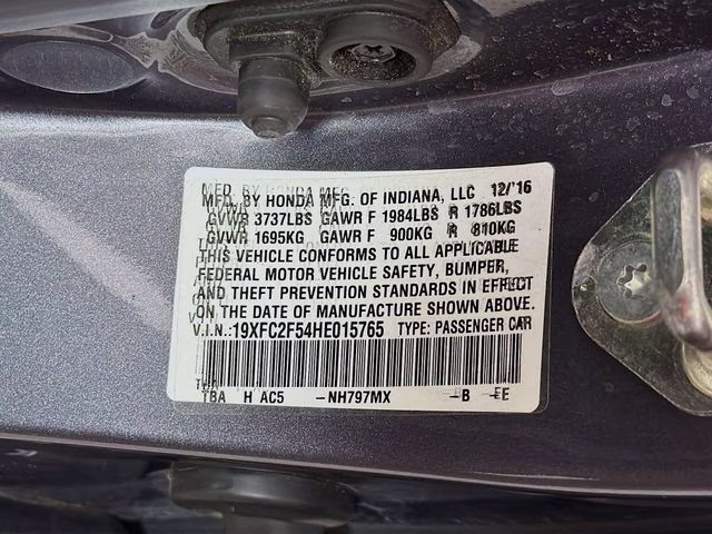 2017 Gray Honda Civic LX FWD Sedan
