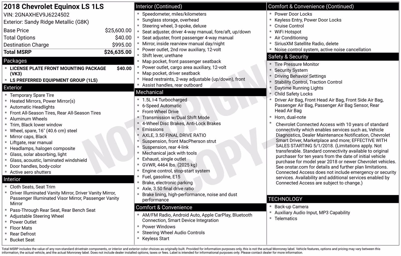 2018 Sandy Ridge Metallic Chevrolet Equinox LS FWD SUV