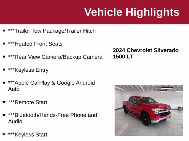 2024 Red Hot Chevrolet Silverado 1500 LT 4X4 Truck