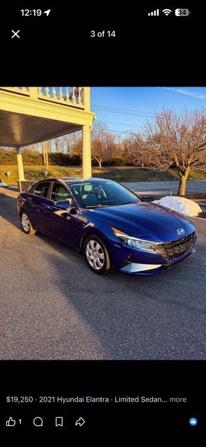 2021 Intense Blue Hyundai Elantra Limited FWD Sedan