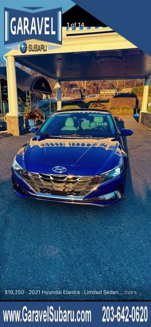 2021 Intense Blue Hyundai Elantra Limited FWD Sedan