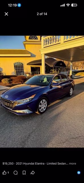 2021 Intense Blue Hyundai Elantra Limited FWD Sedan