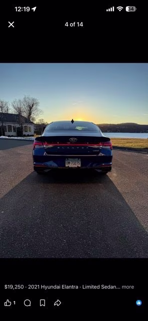 2021 Intense Blue Hyundai Elantra Limited FWD Sedan