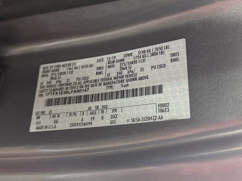 2020 Silver Metallic Ford F-150 STX Sport Appearance w/Tow Pkg 4X4 Truck
