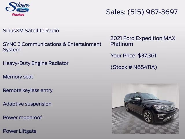 2021 Agate Black Metallic Ford Expedition Max Platinum 4X4 SUV
