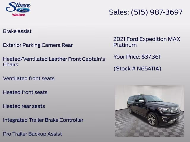 2021 Agate Black Metallic Ford Expedition Max Platinum 4X4 SUV