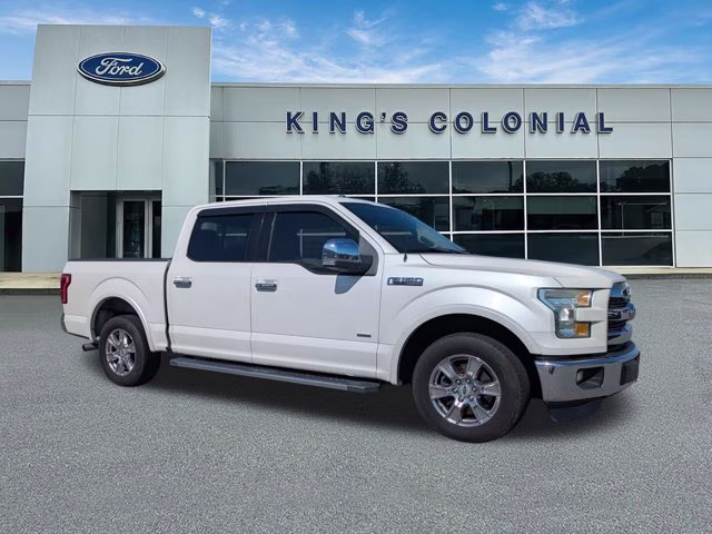 2015 White Platinum Metallic Tri-Coat Ford F-150 Crew Cab Lariat w/Leather, 8 Touch Scree RWD Truck