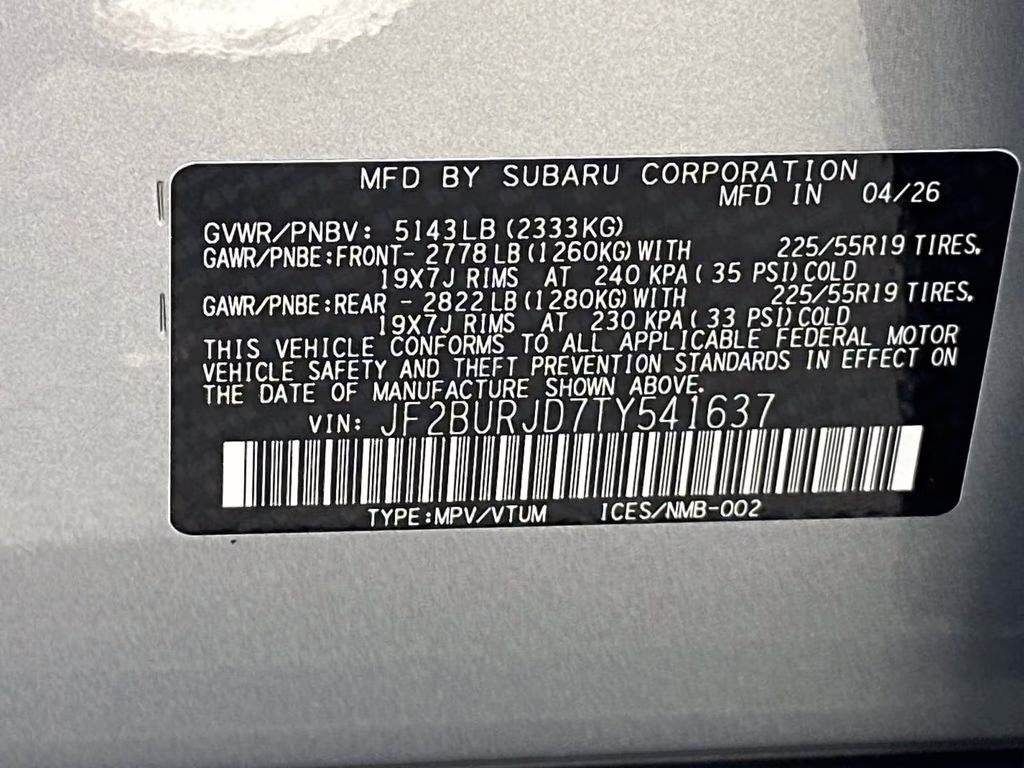 2026 Ice Silver Metallic Subaru Outback Touring XT AWD SUV