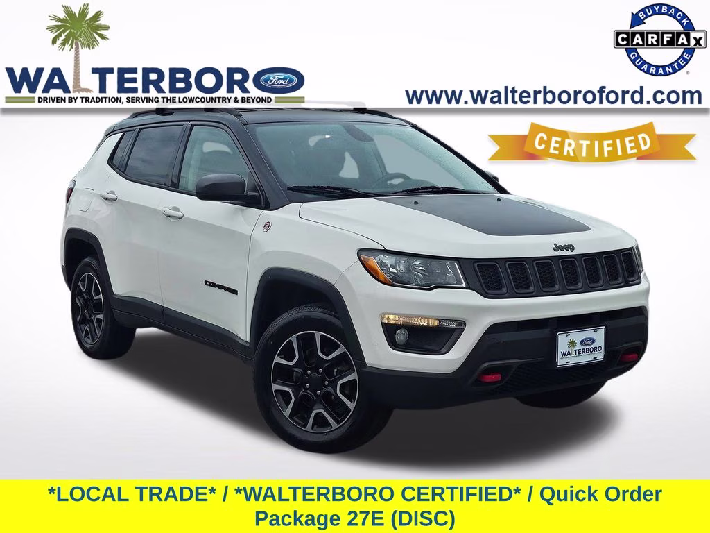 2019 White Clearcoat Jeep Compass Trailhawk 4X4 SUV