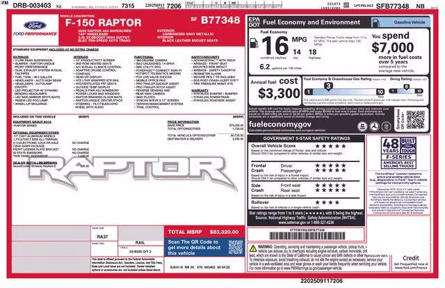 2025 Gray Metallic Ford F-150 Raptor 4X4 Truck