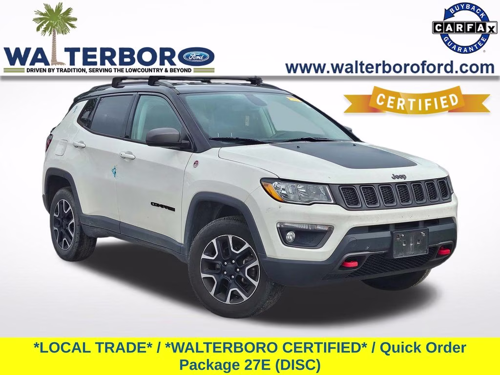 2019 White Clearcoat Jeep Compass Trailhawk 4X4 SUV