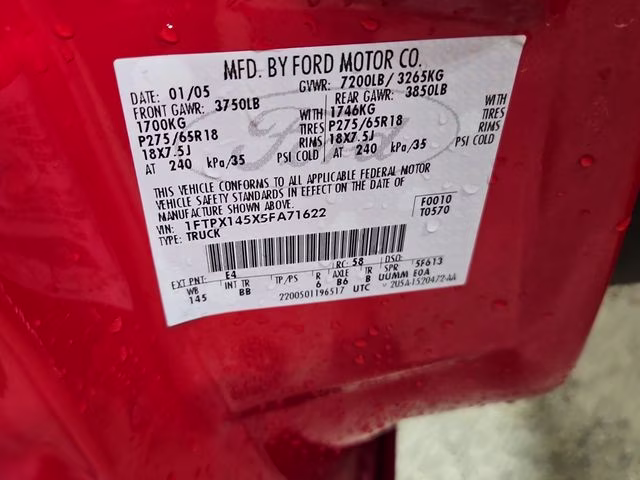 2005 Bright Red Clearcoat Ford F-150 XL 4X4 Truck